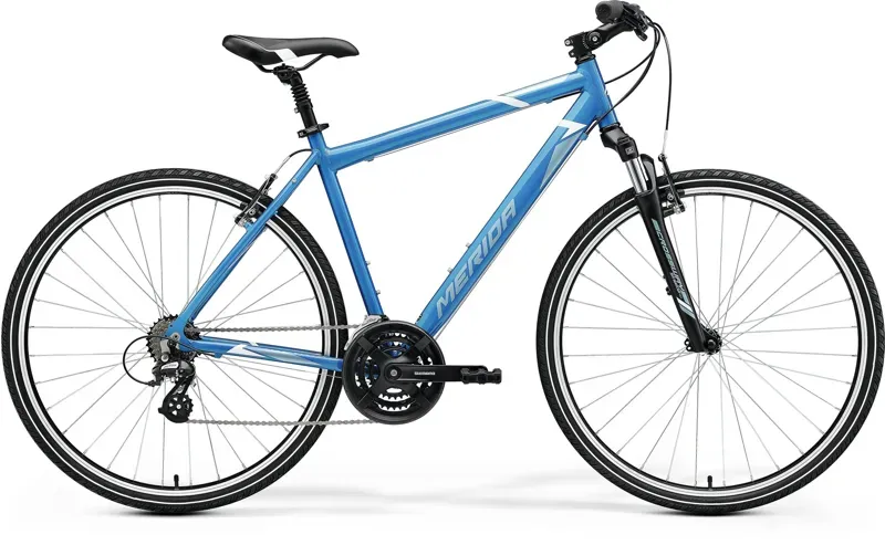 Merida Crossway 10-V Hybrid Bike in Steel Blue/White
